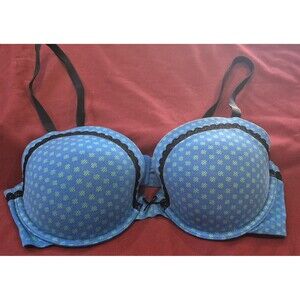 NWOT Aerie Lindsey 38B Bra Blue Lace Trimmed Underwire Lined Light Padding